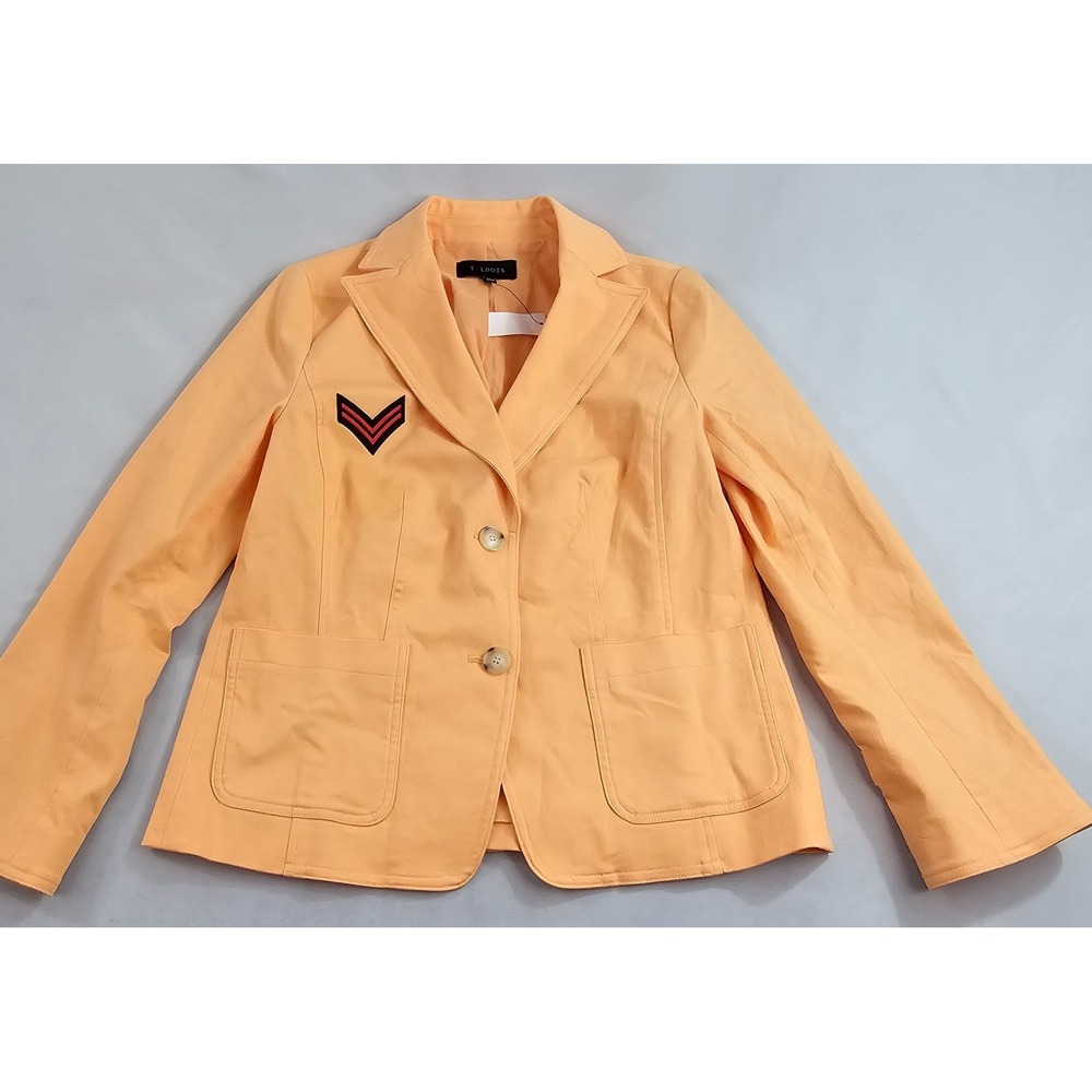 Talbots blazer jacket womens sz 6 orange 2 button cotton stretch pockets $159